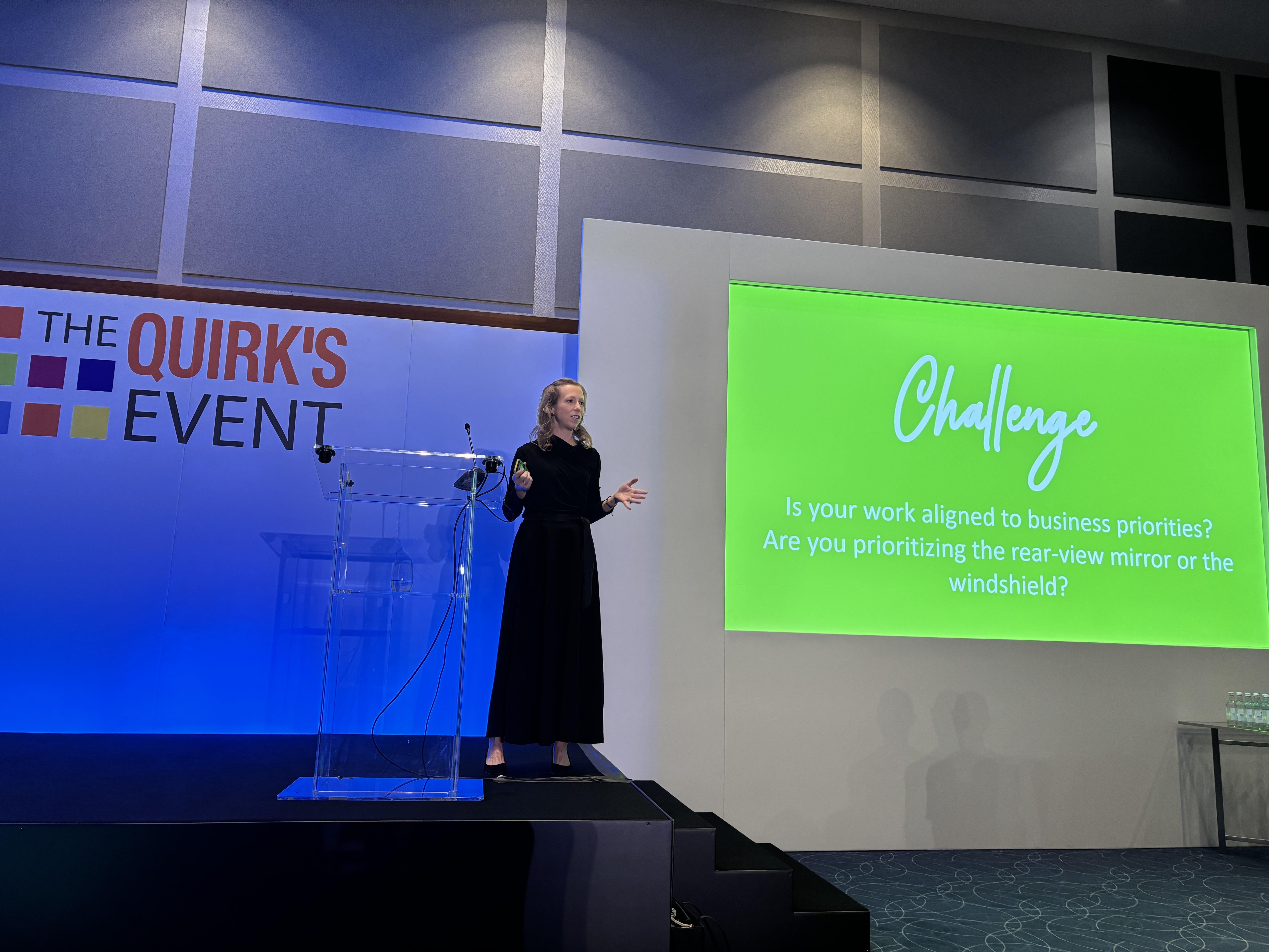 Elizabeth Knox Oates speaking at The Quirk's Event
